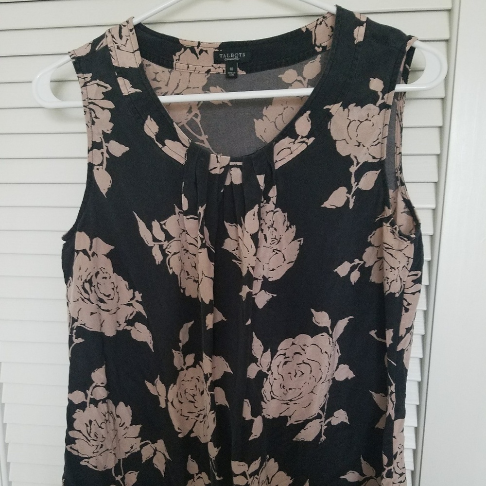 Talbots Silk Shell with Pink Flowers - Picture 5 of 7